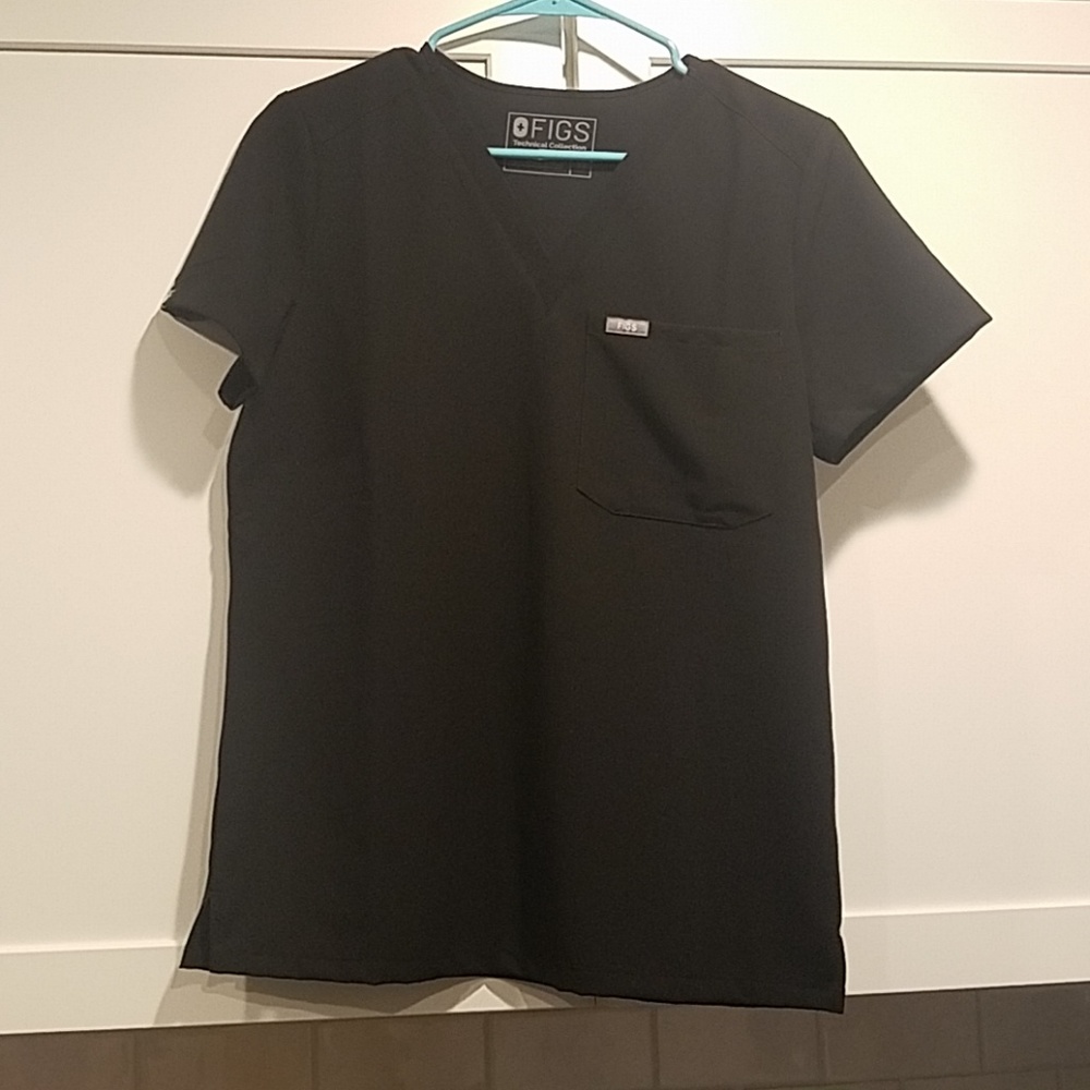 FIGS Catarina One-Pocket Scrub Top Black XS